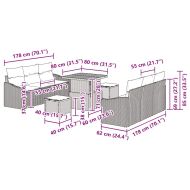 Градински Софа Комплект с възглавница 9 pcs Черно полиратан