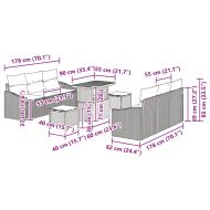 Градински Софа Комплект с възглавница 9 pcs Черно полиратан
