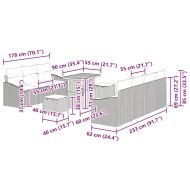 Градински Софа Комплект с възглавница 10 pcs Сив полиратан