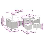 Градински Софа Комплект с възглавница 10 pcs Бежово полиратан