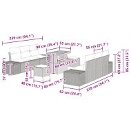 Градински Софа Комплект с възглавница 9 pcs Черно полиратан