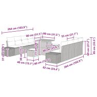 Градински Софа Комплект с възглавница 11 pcs Бежово полиратан