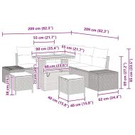 Градински Софа Комплект с възглавница 8 pcs Черно полиратан