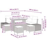 Градински Софа Комплект с възглавница 9 pcs Черно полиратан