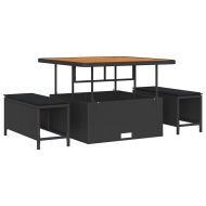 Градински Софа Комплект с възглавница 9 pcs Черно полиратан