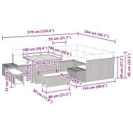 Градински Софа Комплект с възглавница 12 pcs Черно полиратан