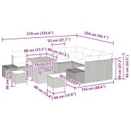 Градински Софа Комплект с възглавница 12 pcs Черно полиратан