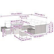 Градински Софа Комплект с възглавница 12 pcs Черно полиратан