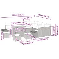 Градински Софа Комплект с възглавница 13 pcs Черно полиратан