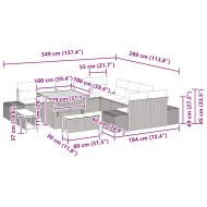 Градински Софа Комплект с възглавница 13 pcs Черно полиратан