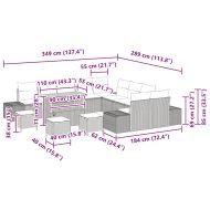 Градински Софа Комплект с възглавница 14 pcs Черно полиратан