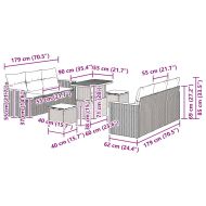 Градински Софа Комплект 9 pcs Сив полиратан