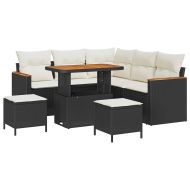 Градински Софа Комплект 8 pcs Черно полиратан