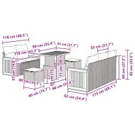 Градински Софа Комплект с възглавница 8 pcs Сив
