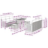 Градински Софа Комплект с възглавница 9 pcs Черен и кремав