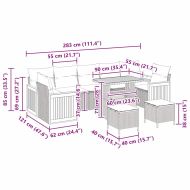 Градински Софа Комплект с възглавница 10 pcs Черен и кремав