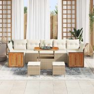 Градински Софа Комплект с възглавница 10 pcs Бежов и кремав