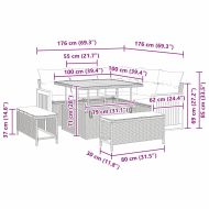 Градински Софа Комплект с възглавница 8 pcs Сив