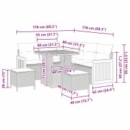 Градински Софа Комплект с възглавница 8 pcs Черен и кремав