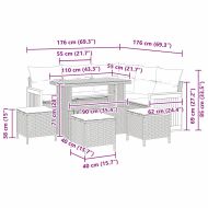 Градински Софа Комплект с възглавница 9 pcs Сив