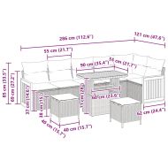 Градински Софа Комплект с възглавница 9 pcs Сив