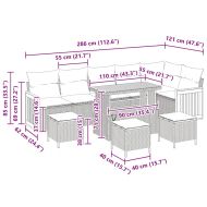 Градински Софа Комплект с възглавница 10 pcs Сив