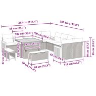 Градински Софа Комплект с възглавница 13 pcs Черен и кремав