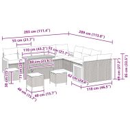 Градински Софа Комплект с възглавница 14 pcs Сив