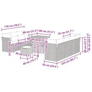 Градински Софа Комплект с възглавница 10 pcs Черно и кремаво
