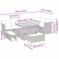 Градински Софа Комплект с възглавница 9 pcs Черно и кремаво