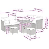 Градински Софа Комплект с възглавница 9 pcs Черно и кремаво