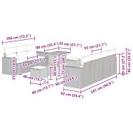 Градински Софа Комплект с възглавница 10 pcs бежово и кремаво
