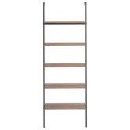 Етажерка стълба с 5 рафта тъмнокафяво и черно 64x35x185 см