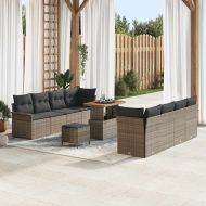 Градински Софа Комплект с възглавница със съхранение 11 pcs Сив