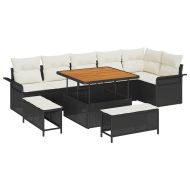 Градински Софа Комплект 9 pcs Черен и кремав 100 x 100 x 71 cm