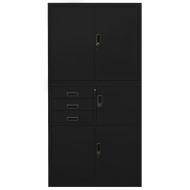 Офис шкаф, черен, 90x40x180 см, стомана