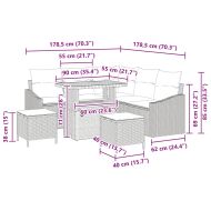 Градински Софа Комплект с възглавница 8 pcs Бежово Полиратан