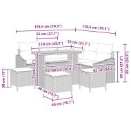 Градински Софа Комплект с възглавница 9 pcs Бежово Полиратан