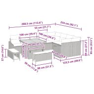 Градински Софа Комплект с възглавница 12 pcs Сив Полиратан
