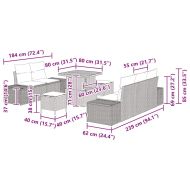 Градински Софа Комплект с възглавница 8 pcs Бежово Полиратан