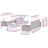 Градински Софа Комплект с възглавница 8 pcs Сив Полиратан
