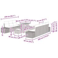 Градински Софа Комплект с възглавница 10 pcs Бежово Полиратан