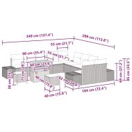 Градински Софа Комплект с възглавница 13 pcs Сив Полиратан