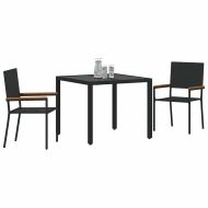 Комплект за хранене в градината 3 pcs Черно полиратан