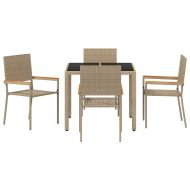 Комплект за хранене в градината 5 pcs Бежово полиратан