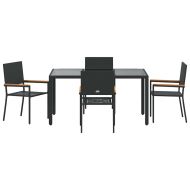 Комплект за хранене в градината 5 pcs Черно полиратан