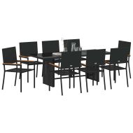 Комплект за хранене в градината 9 pcs Черно полиратан