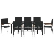 Комплект за хранене в градината 9 pcs Черно полиратан