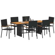 Комплект за хранене в градината 7 pcs Черно полиратан