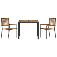 Комплект за хранене в градината 3 pcs Черен и кафяв полиратан